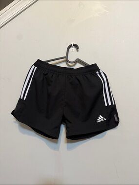 adidas Black Athletic Shorts with White Stripe Accents SMALL